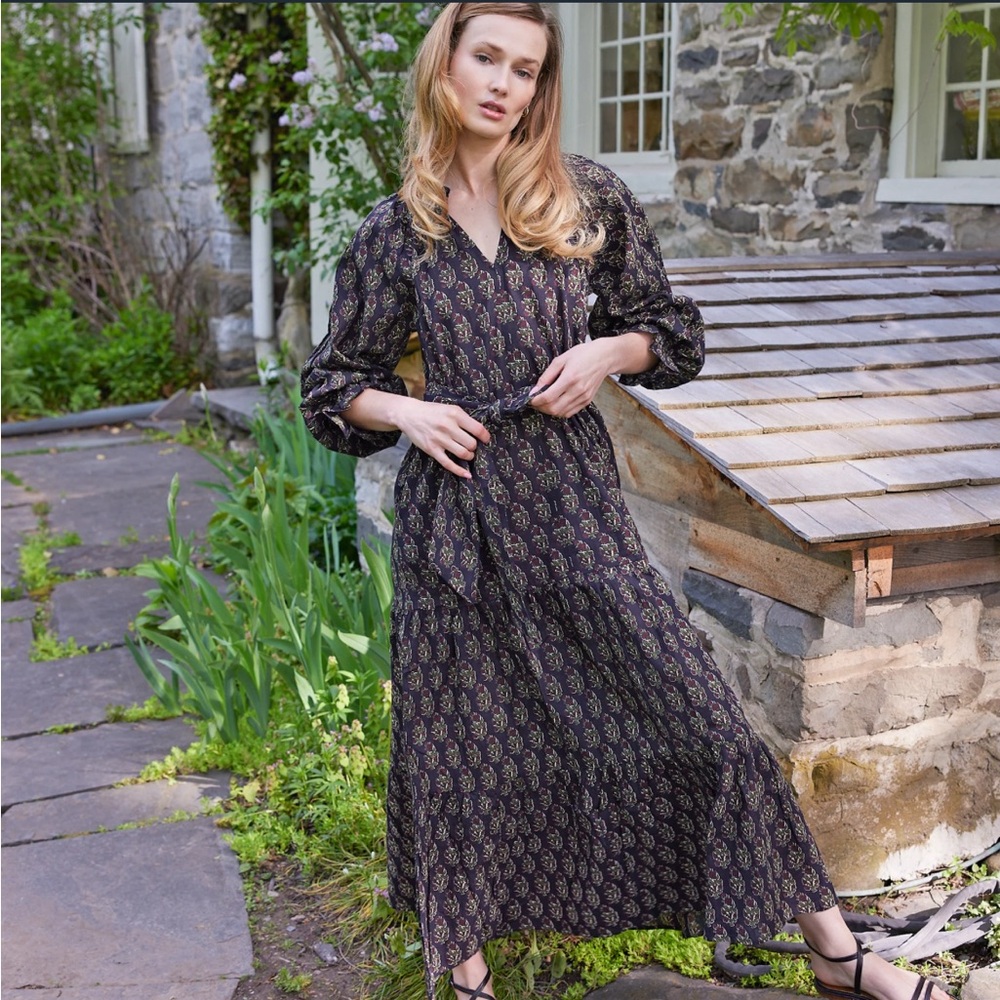 Heidi Wynne Emma Dress - Navy Block Print